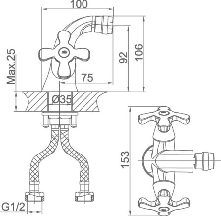 Смеситель D&K Lorsch Hessen DA1412201 для биде 