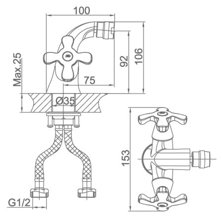 Смеситель D&K Lorsch Hessen DA1412201 для биде 
