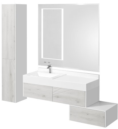 Тумба под раковину Aquaton Сакура 100 1A234901SKW80 подвесная Ольха наварра Белый глянец 