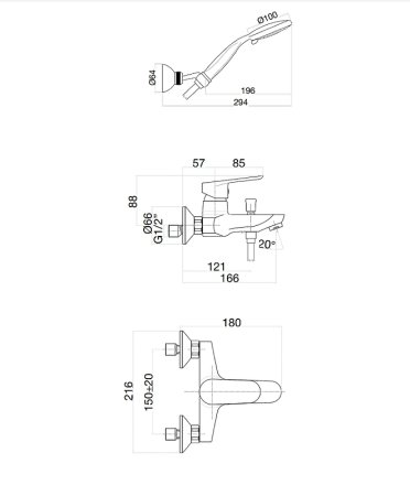 Смеситель для ванны Fiore Kevon 81NN8150 Черный 