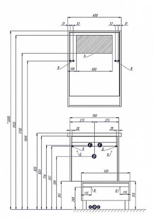 Комод Aquaton Капри 55 1A231003KPDA0 Бетон пайн Белый 