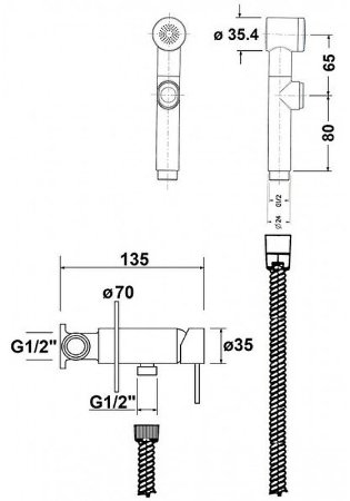 Гигиенический душ со смесителем AQUAme AQM6001CR Хром 