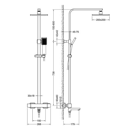 Душевая стойка Timo Tetra-thermo SX-0169/17 с термостатом, золото матовое 