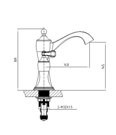 Смеситель для раковины врезной 3-х секционный TIMO Unari 7511/04F Черный / золото 