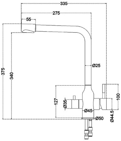 Смеситель для кухни Melana Stello F610304 Сатин 