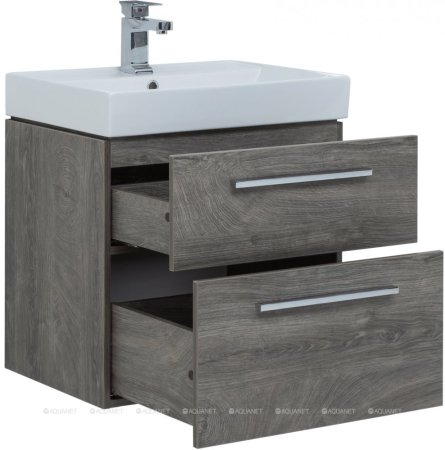 Тумба с раковиной Aquanet Nova 60 дуб рошелье (2 ящика) 