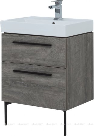 Тумба с раковиной Aquanet Nova 60 дуб рошелье (2 ящика) 