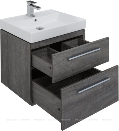 Тумба с раковиной Aquanet Nova 60 дуб рошелье (2 ящика) 
