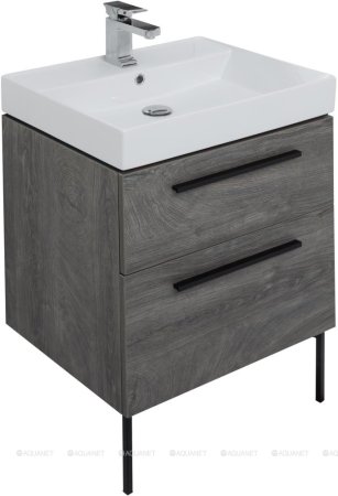 Тумба с раковиной Aquanet Nova 60 дуб рошелье (2 ящика) 