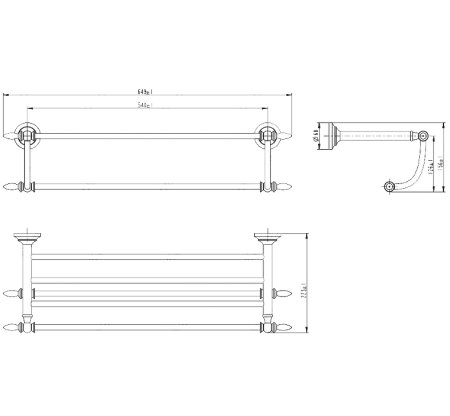 Полка для полотенец Melana MLN-820003 Хром Золото 