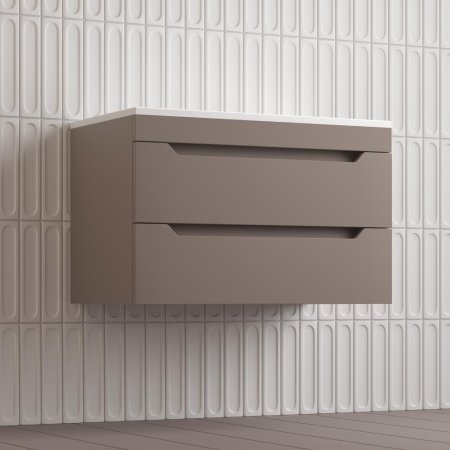 Тумба подвесная Style Line "Остин" под раковину Фортуна 80 2 ящ тауп темный эмаль PLUS 