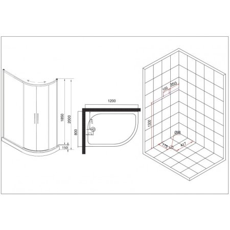 Душевой уголок Esbano ESD-8027AL с поддоном 120x80 см, профиль хром, стекло рифленое 