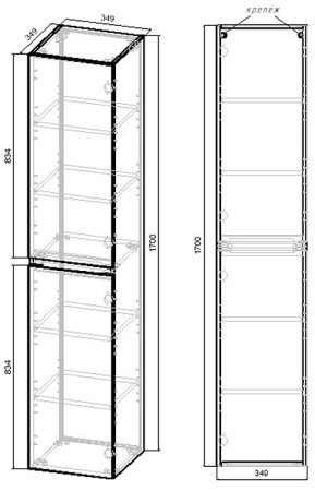 Шкаф пенал Vincea Norma 35 VSC-2NF170VO подвесной V.Oak 