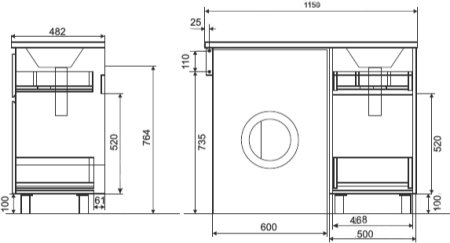 Тумба с раковиной Эстет Dallas Luxe 115 напольная, 2 ящика, R 