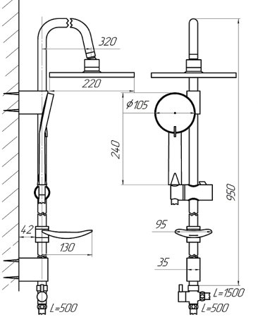 Душевая система Сантаком StOmega 1010 Хром 
