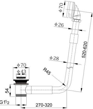 Слив-перелив для ванны Timo 8006/00 chrome 