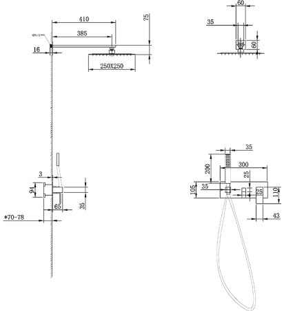 Душевая система Abber Daheim AF8218G Золото матовое 