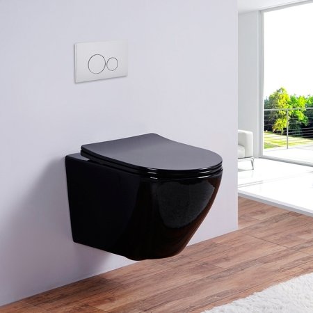 Унитаз Olive's Plaza PL30117DP подвесной Черный глянцевый с сиденьем Микролифт 