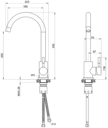 Смеситель для кухни Olive's Balear 13435-1BLW Белый матовый 