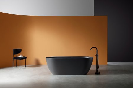 Ванна из искусственного камня Abber Frankfurt 170x75 AM9941B Черная без гидромассажа 