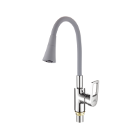 Смеситель для кухни с гибким изливом FASHUN A4253+B17, хром/серый