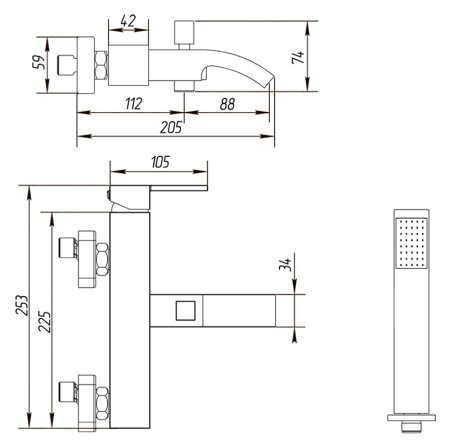 Смеситель Migliore Kvant ML.KVT-2701 Cr для ванны с душем 