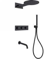 Душевая система Abber Wasser Kreis AF8150B с термостатом Черная матовая