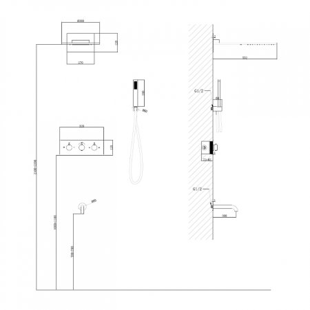 Душевая система Abber Wasser Kreis AF8150B с термостатом Черная матовая 