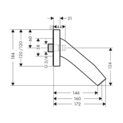 Излив встраиваемый Axor 12417000 Хром 