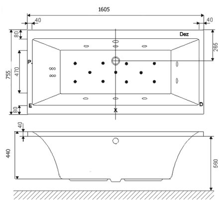 Акриловая ванна Excellent Pryzmat 160x75 