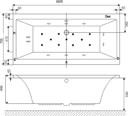 Акриловая ванна Excellent Pryzmat 160x75 