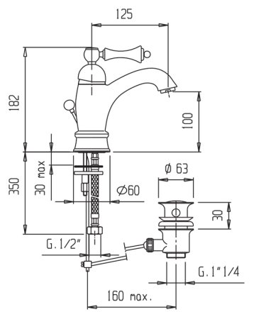 Смеситель Cezares Margot MARGOT-LSM1-A-02-Bi для раковины 