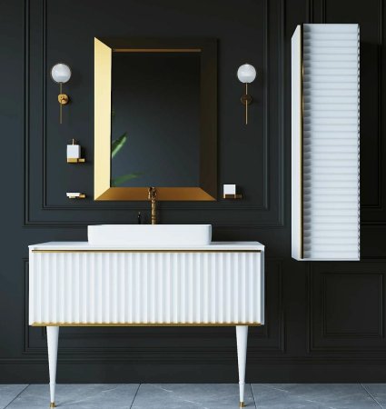 Шкаф пенал Boheme Armadi Art Vallessi Avantgarde Canale 35 846-WG подвесной Белый Золото 