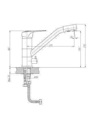 Смеситель однорычажный для кухни с каналом для питьевой воды HAIBA HB4304 хром 