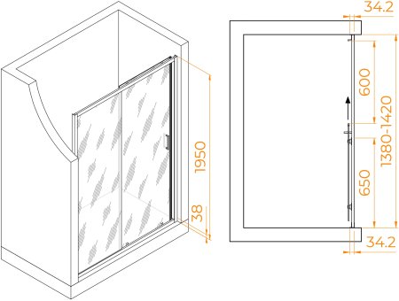 Душевая дверь RGW PA-14W 1400 