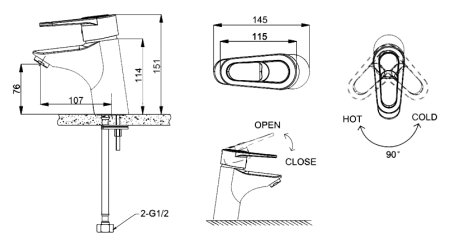 Смеситель Bravat Loop F1124182CP для раковины 