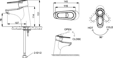 Смеситель Bravat Loop F1124182CP для раковины 
