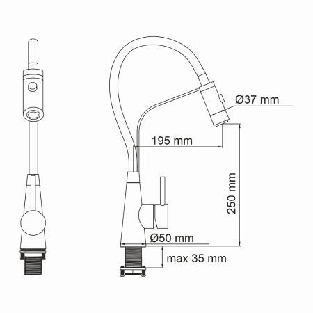 Смеситель WasserKRAFT A8417 для кухонной мойки, черный 