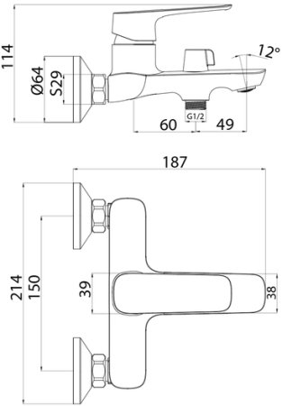 Смеситель для ванны IDDIS Sign (SIGSB02i02WA) 