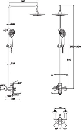 Душевая система Kaiser SX-2060-2 Black Черный 