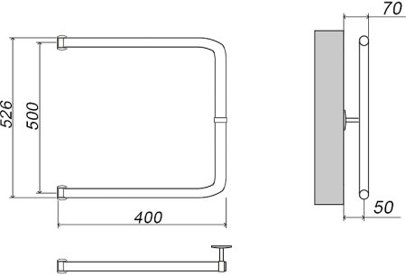 Водяной полотенцесушитель Grota Modesto 50х40 Хром 