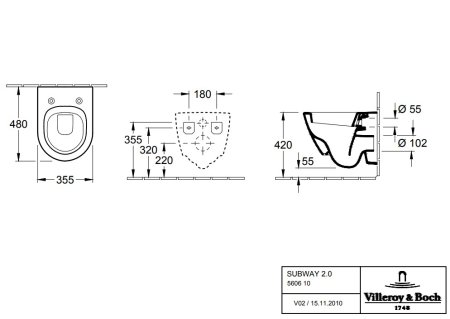 Унитаз подвесной Villeroy & Boch Subway 2.0 56061001 альпийский белый 