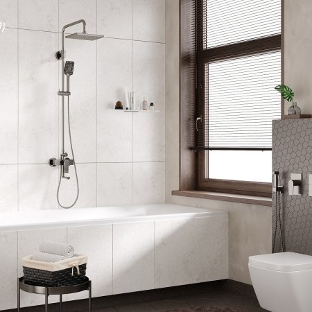 Душевая система WasserKRAFT Wiese A18401 Оружейная сталь 