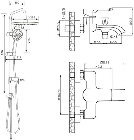Душевая система Agger Happy A0493500 Хром 
