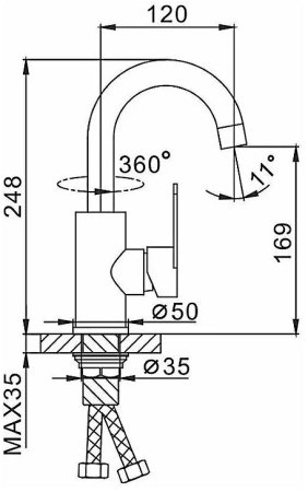 Смеситель для кухни Frap H48 F1348 Сатин 