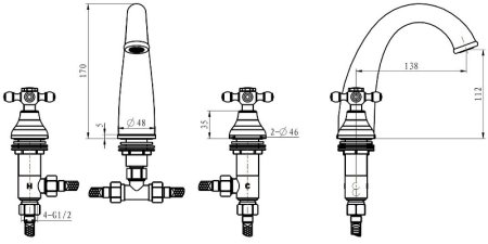 Смеситель для раковины Boheme Crystal 317-CRST Бронза 