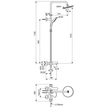 Душевая система Ideal Standard Ideal Rain Cerafine O BC525AA Хром 