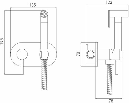 Смеситель с гигиенической лейкой MIXLINE ML31-085 Ray" встраиваемый (551784)" 