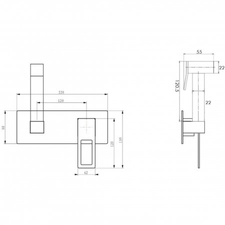 Гигиенический душ со смесителем Boheme Q 147-BCR Черный Хром 