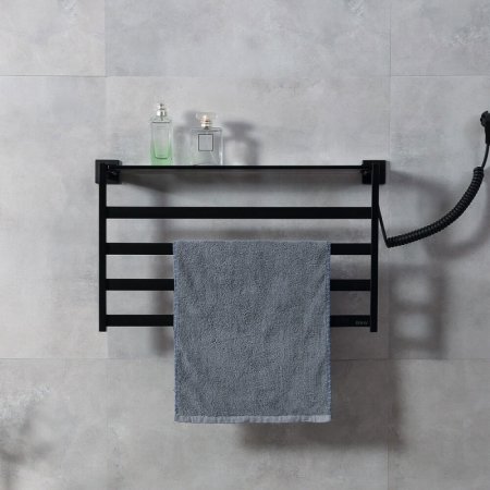 Электрический полотенцесушитель Black&White Universe N-333B 58х35 333BN с полкой Черный матовый 